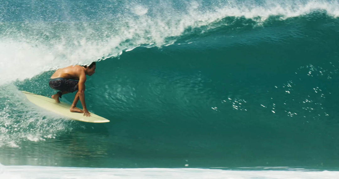 Goofy footer getting barreled going left