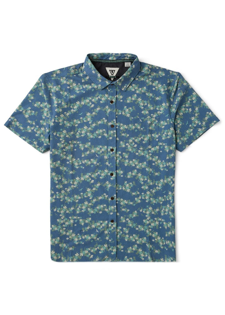 Vissla Tropicanica Hybrid Eco Boys SS Shirt in Blue Haze