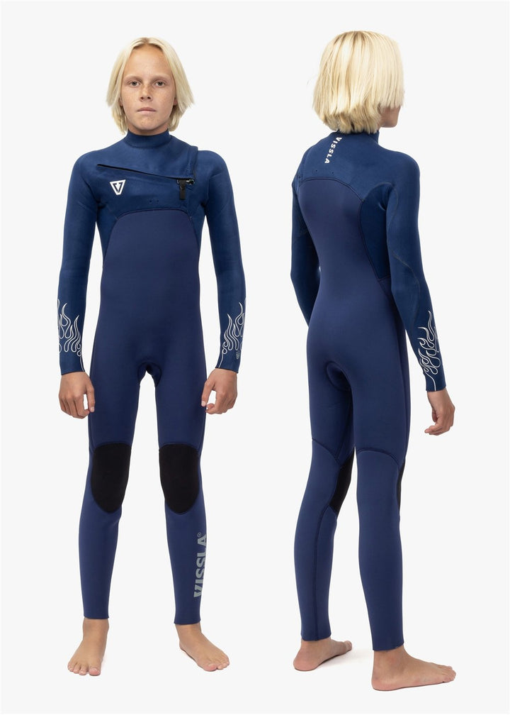 Vissla High Seas Boys Fire 3-2 Full Chest Zip in Deep Royal