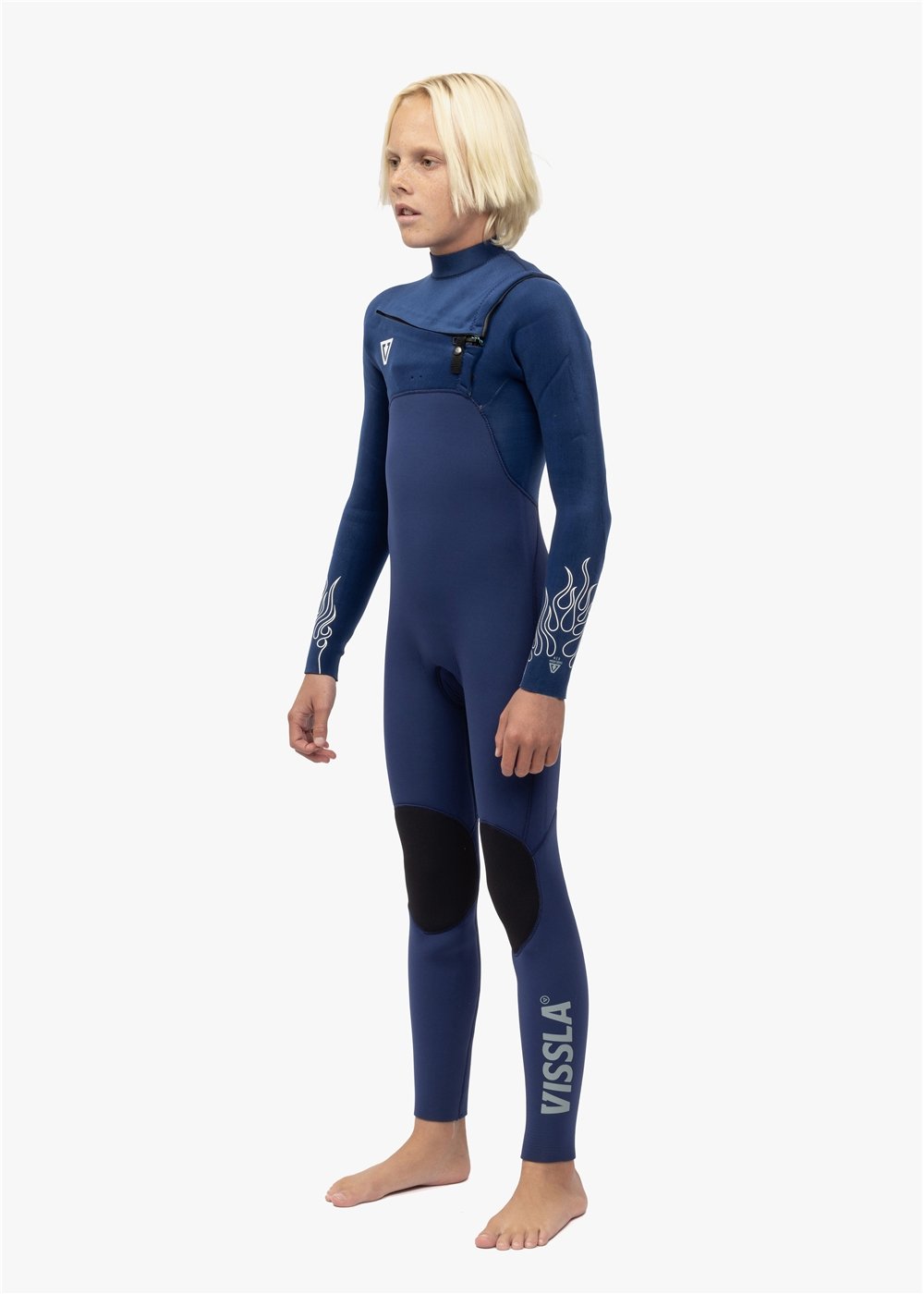 Vissla High Seas Boys Fire 3-2 Full Chest Zip in Deep Royal, view 4