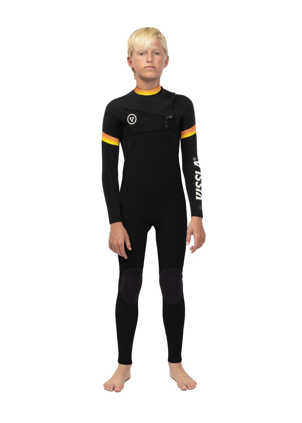 Vissla 7 Seas Boys Raditude 4-3 Full Chest Zip in Black, view 2