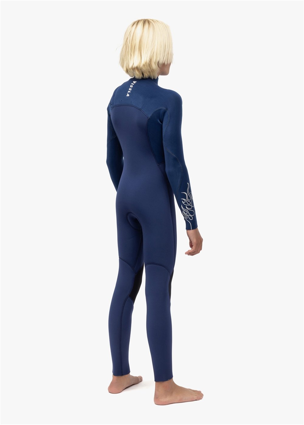 Vissla High Seas Boys Fire 4-3 Full Chest Zip in Deep Royal, view 3