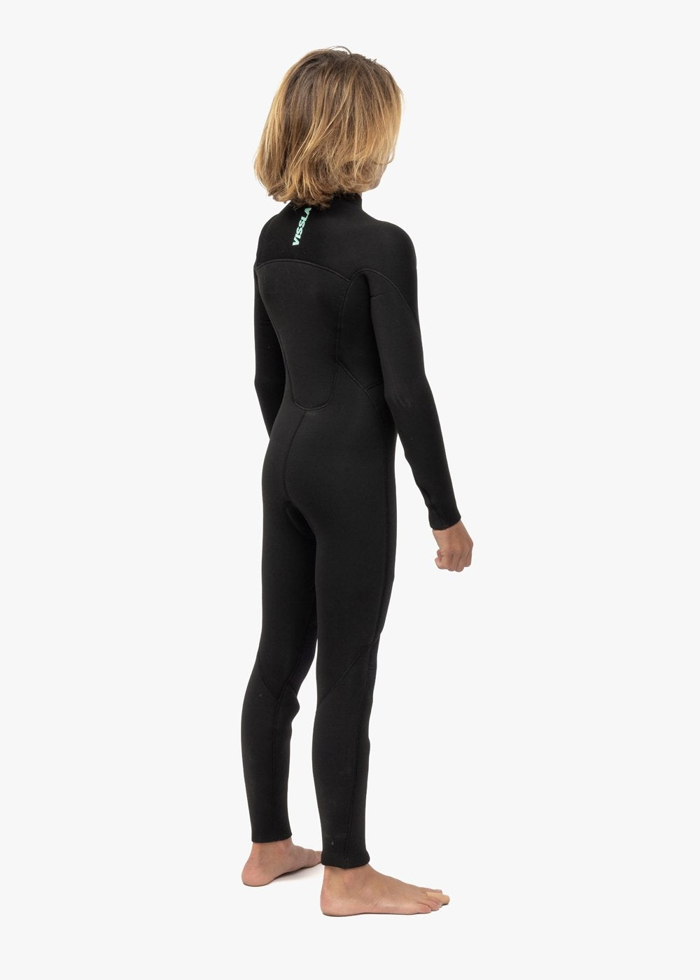 Vissla 7 Seas Boys 4-3 Full Chest Zip in Black, view 3