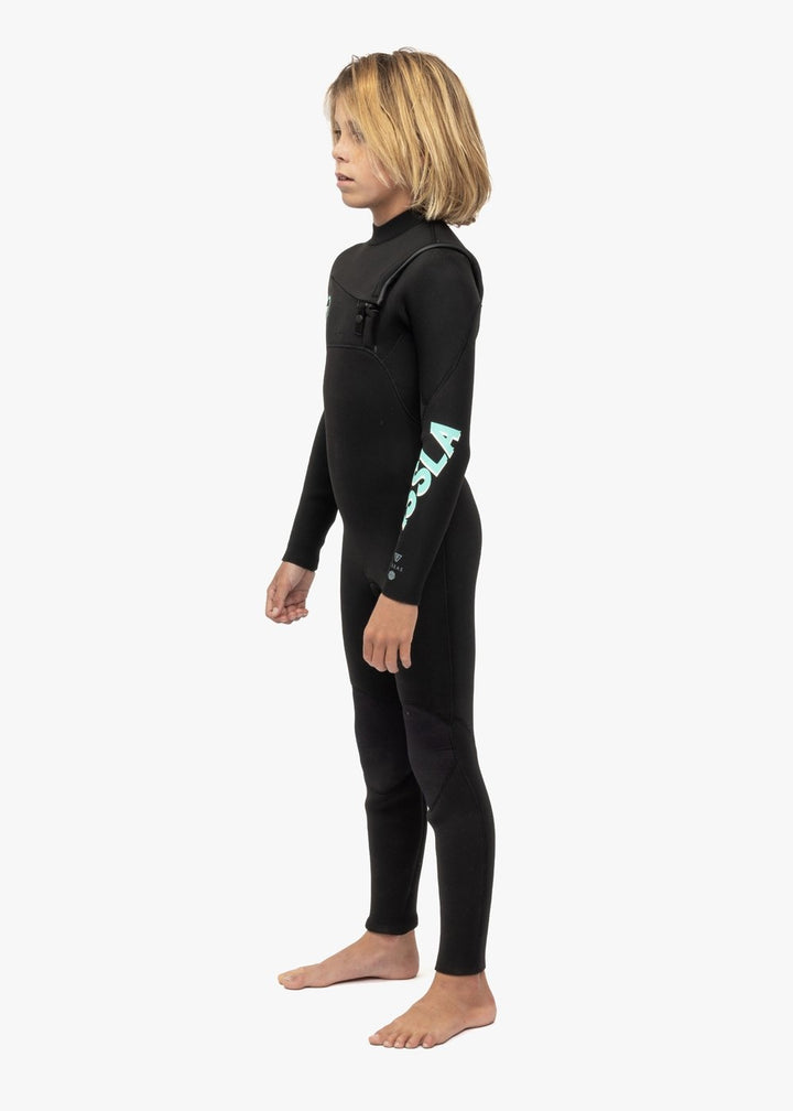 Vissla 7 Seas Boys 4-3 Full Chest Zip in Black, view 4