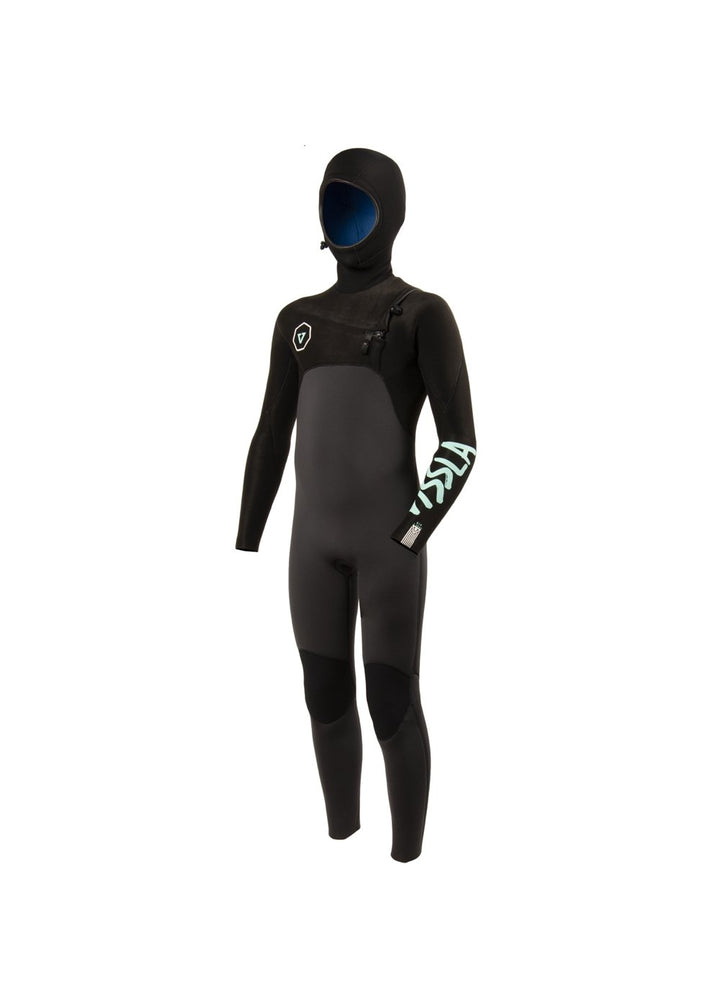 Vissla 7 Seas Boys 5-4-3 Full Hooded Chest Zip in Phantom, view 3