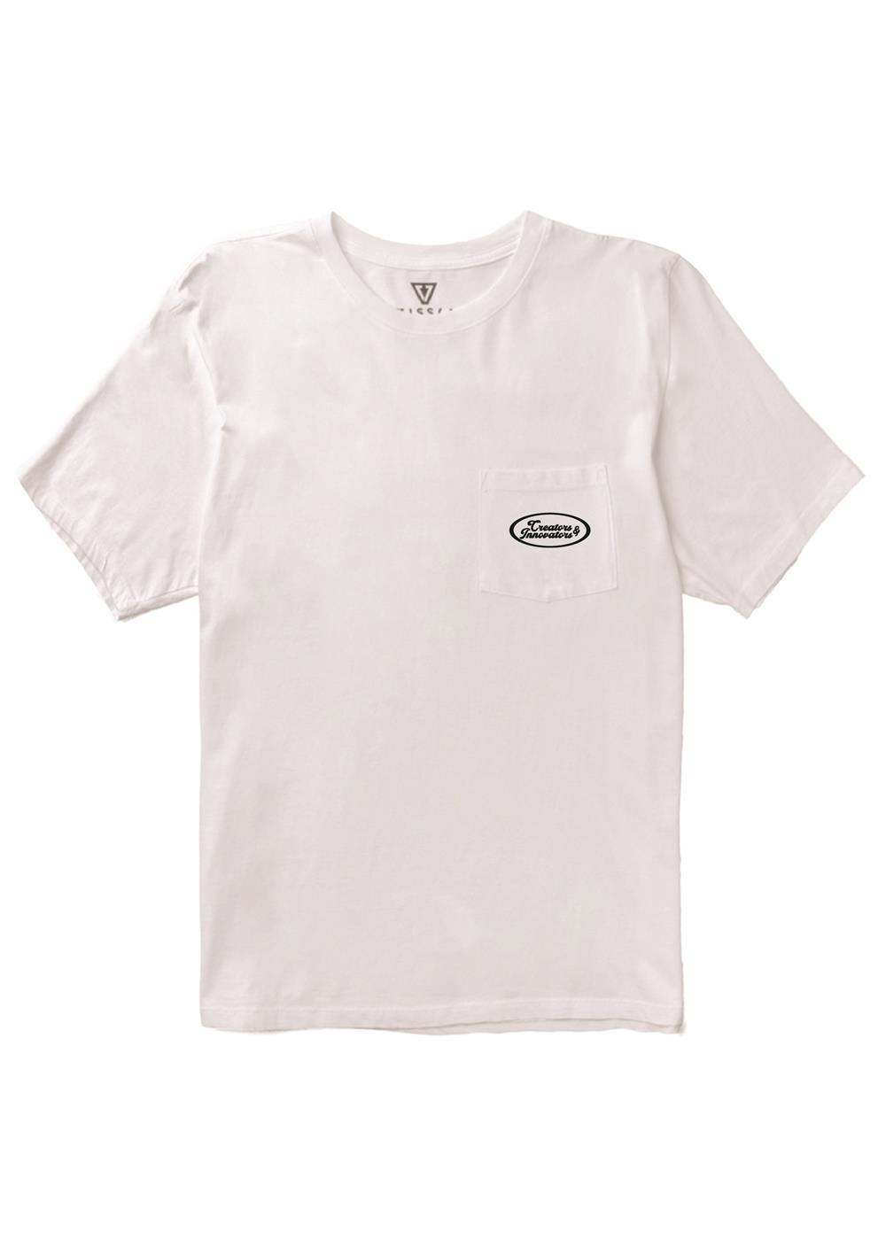Vissla Creators Id Swell Vintage Ss Pkt Tee in White, view 2