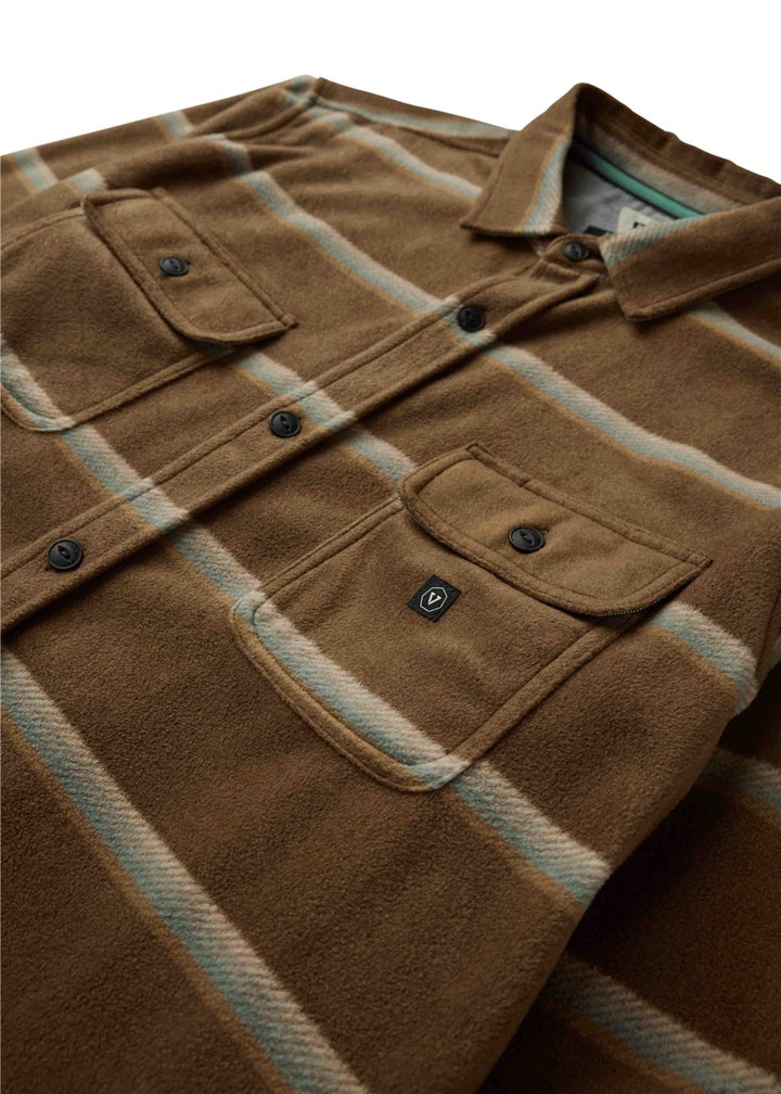 Vissla Eco-Zy Ls Polar Flannel in Dark Earth, view 3