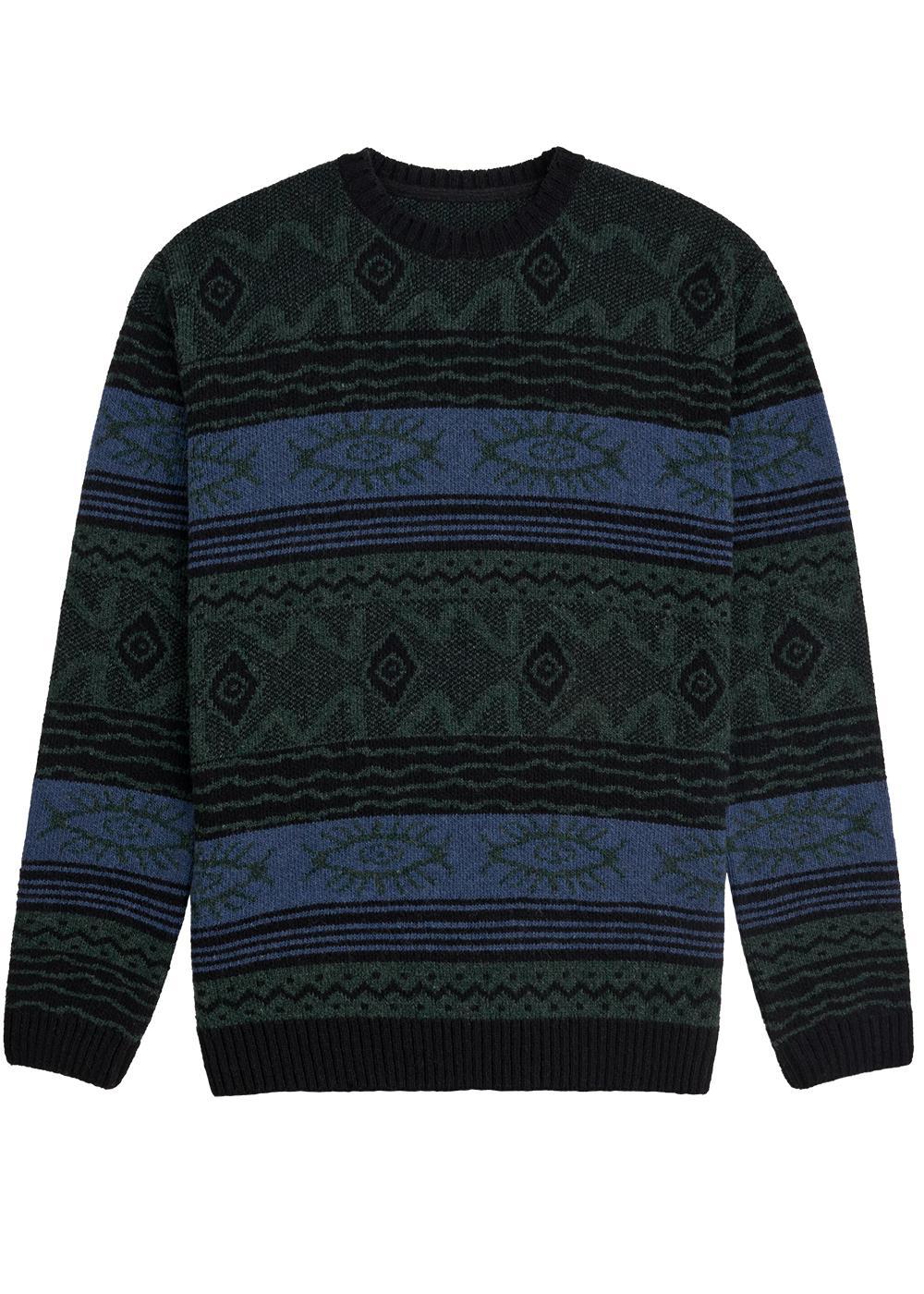 Vissla Blur Jacquard Crew Sweater in Black