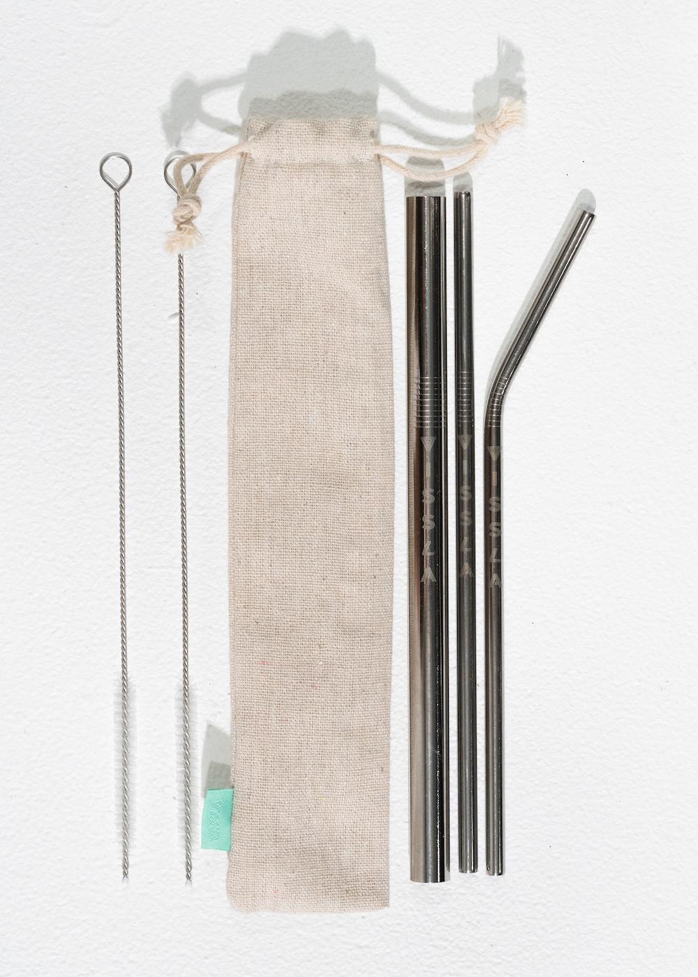 Vissla Stainless Steel Straw Set in Steel
