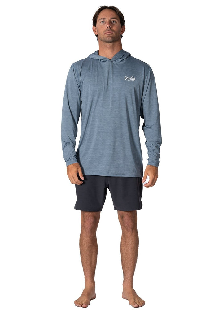 Vissla Twisted Eco Hooded Ls Sun Shirt in Slate Heather