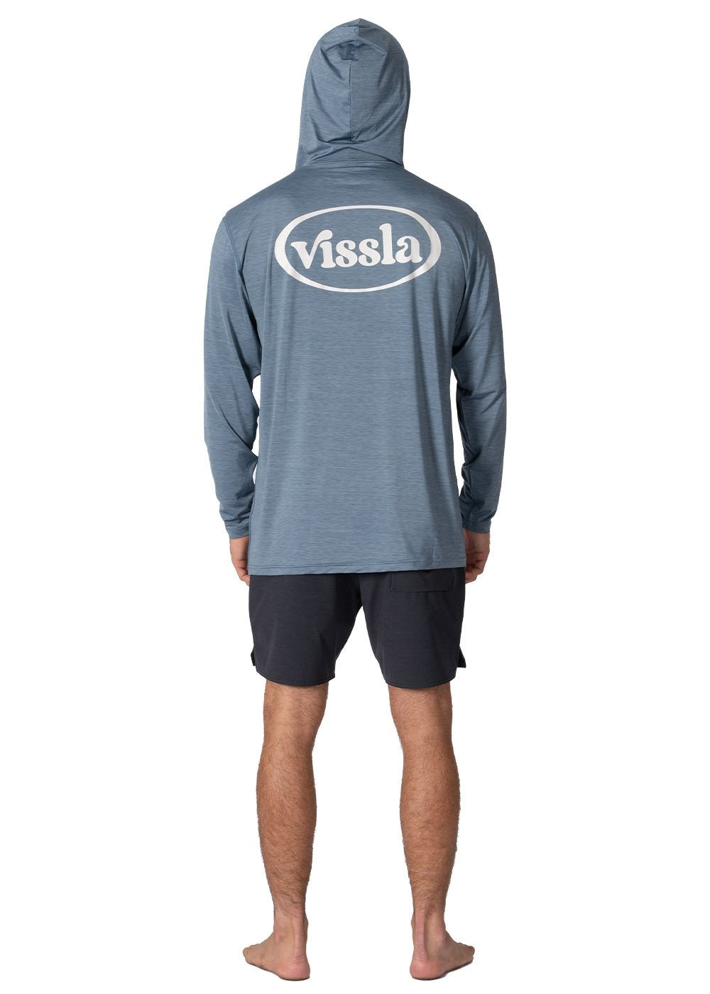 Vissla Twisted Eco Hooded Ls Sun Shirt in Slate Heather, view 2
