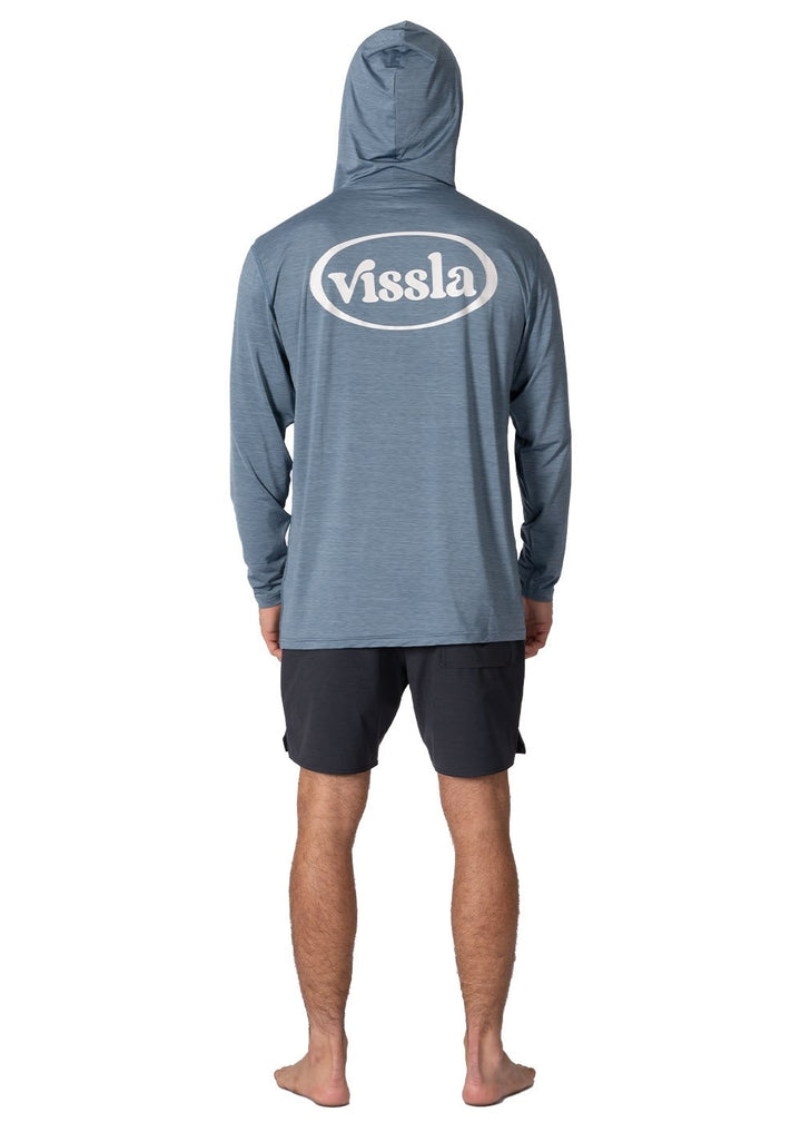 Vissla Twisted Eco Hooded Ls Sun Shirt in Slate Heather, view 2