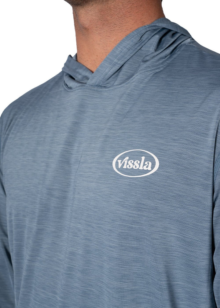 Vissla Twisted Eco Hooded Ls Sun Shirt in Slate Heather, view 3
