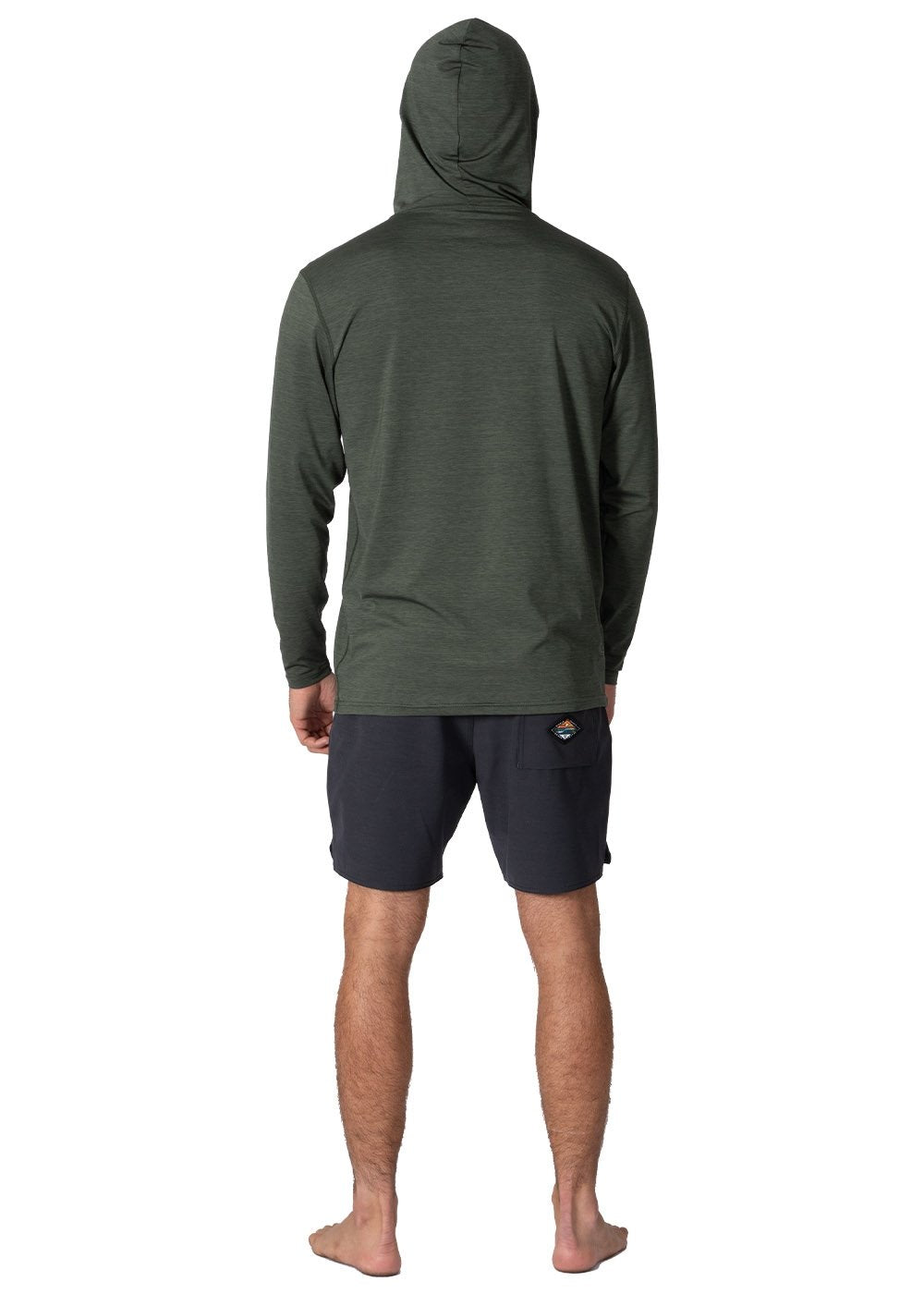 Vissla Twisted Eco Hooded Ls Sun Shirt in Military Heather, view 2