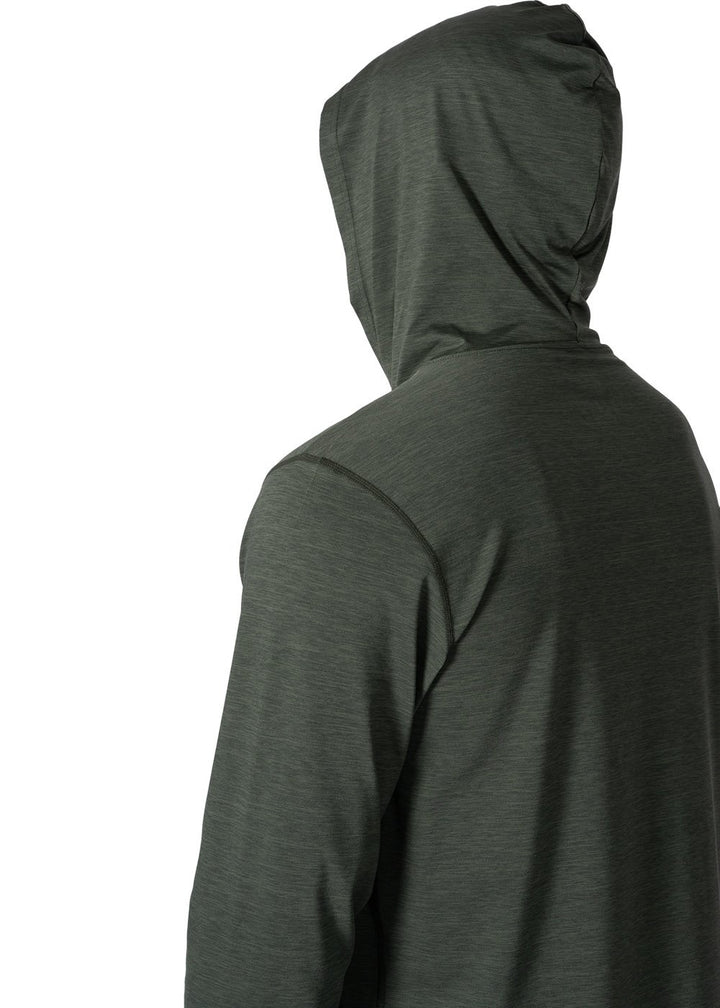Vissla Twisted Eco Hooded Ls Sun Shirt in Military Heather, view 3