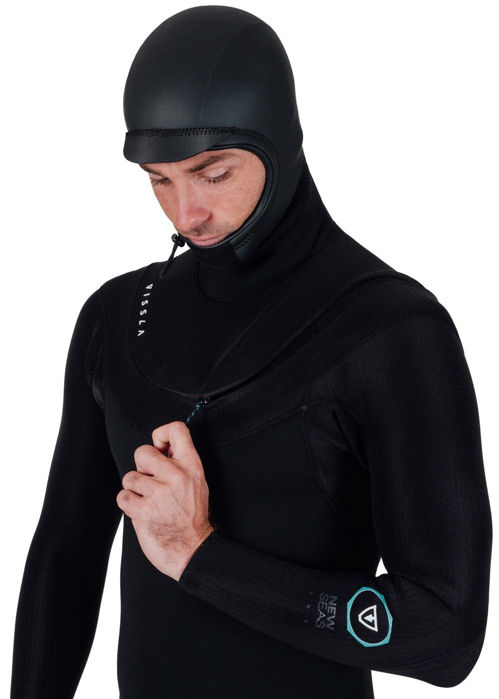 Vissla New Seas 4-3 Hooded U - Zip in Black, view 19