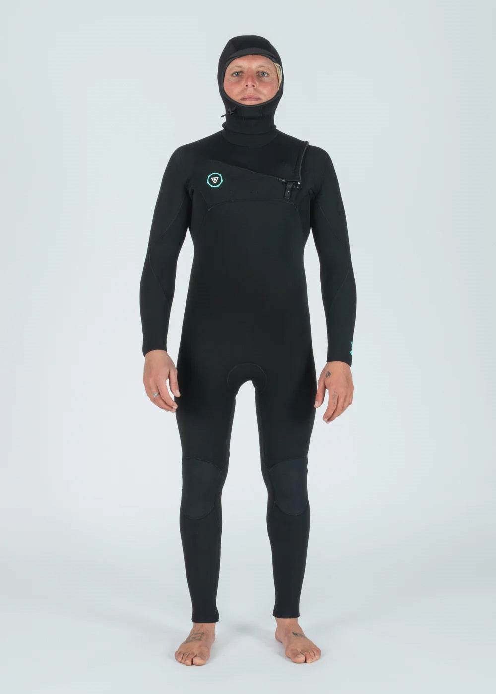 Vissla 7 Seas 4/3 Hooded Chest Zip Wetsuit in Black