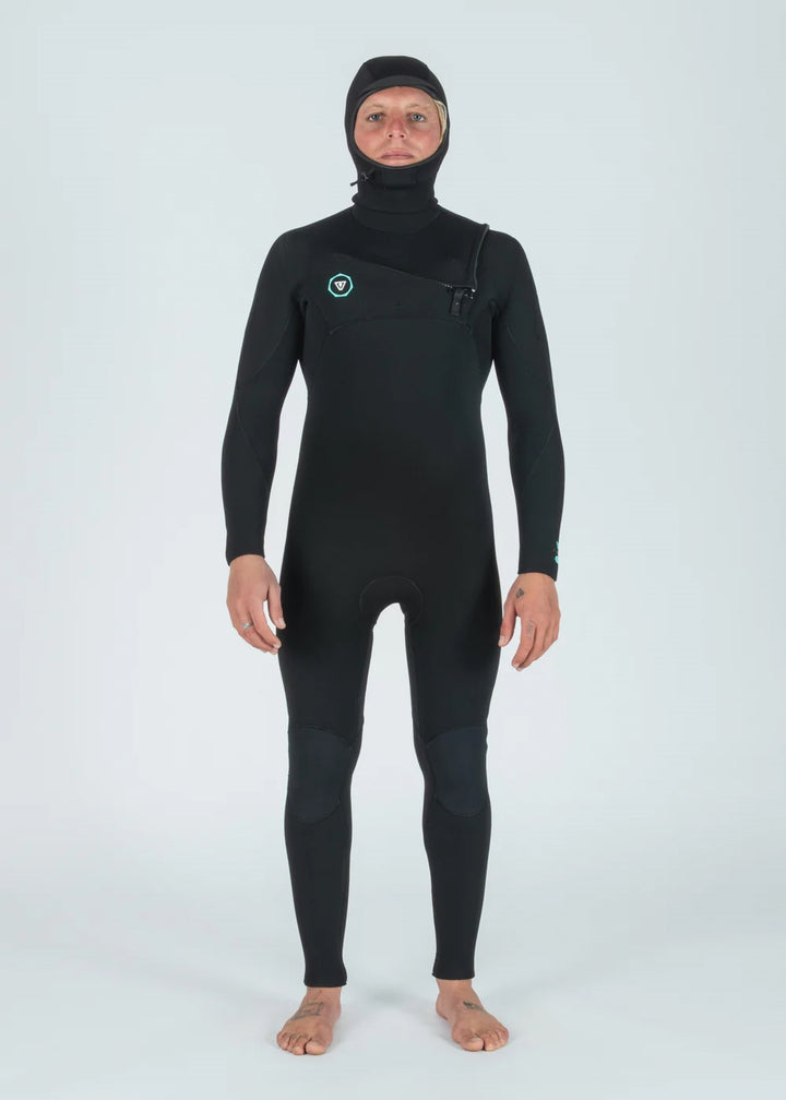 Vissla 7 Seas 4/3 Hooded Chest Zip Wetsuit in Black