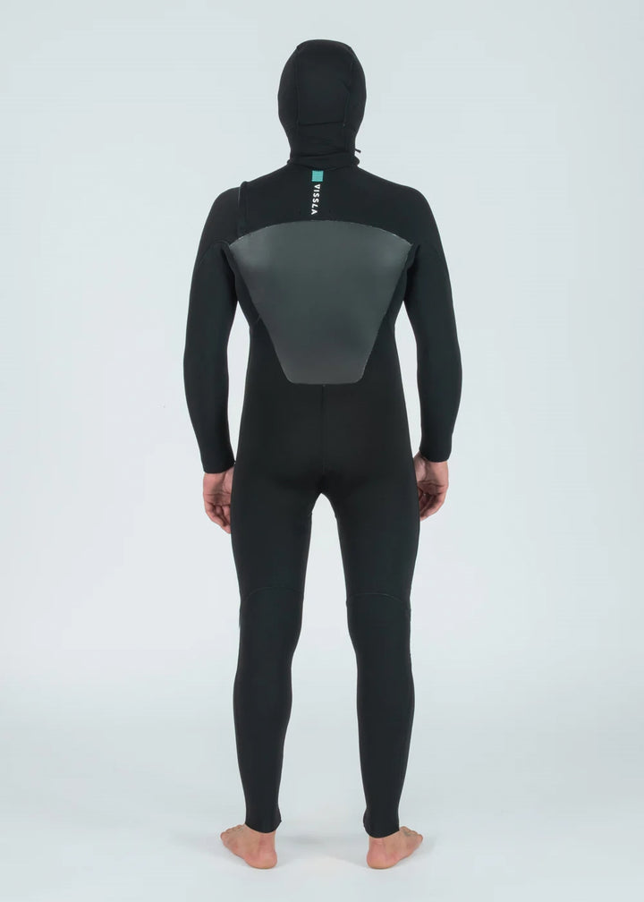 Vissla 7 Seas 4/3 Hooded Chest Zip Wetsuit in Black, view 2