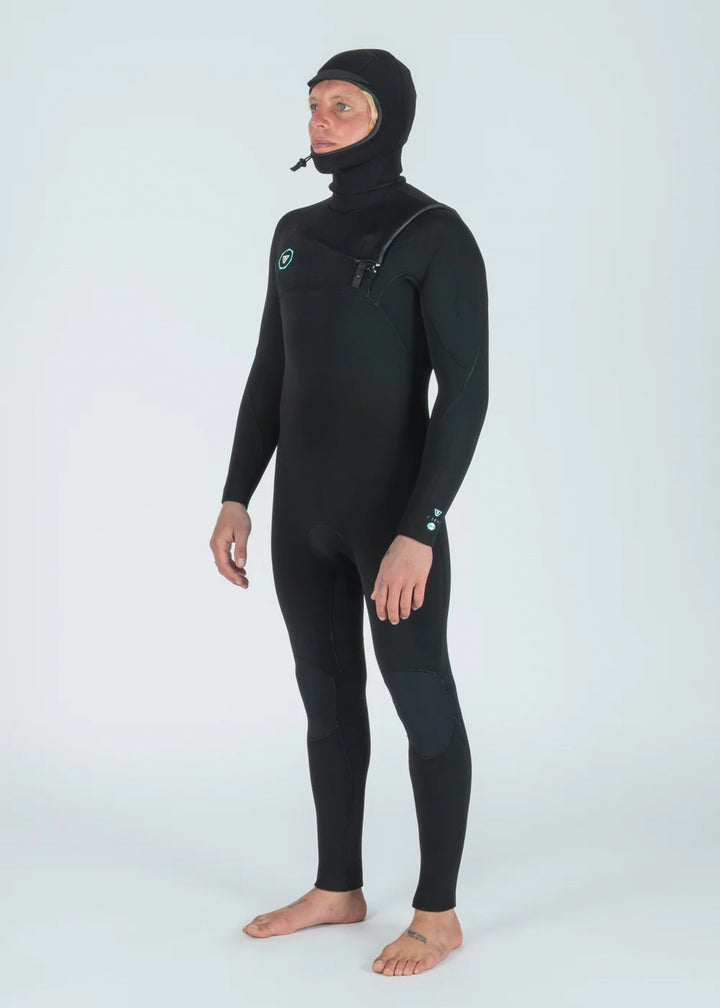 Vissla 7 Seas 4/3 Hooded Chest Zip Wetsuit in Black, view 3