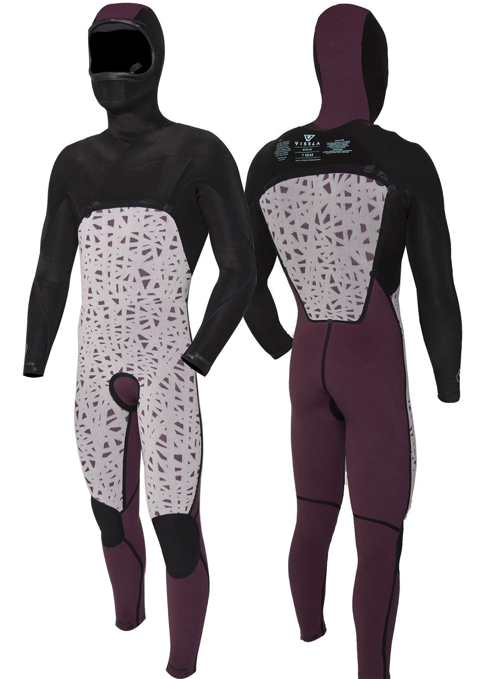 Vissla 7 Seas 4/3 Hooded Chest Zip Wetsuit in Black, view 6